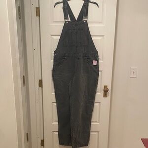 Faded black relaxed bib overalls